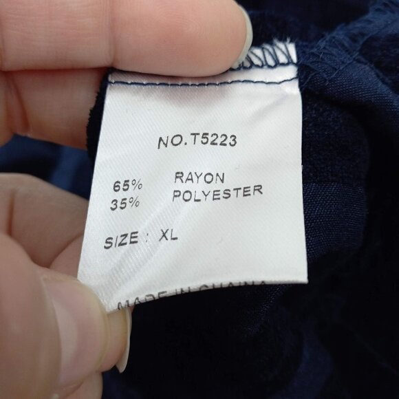 Terra SJ Apparel Boxy Lagenlook Dark Blue Striped Tunic Top Artsy Asymmetric XL - Picture 8 of 9